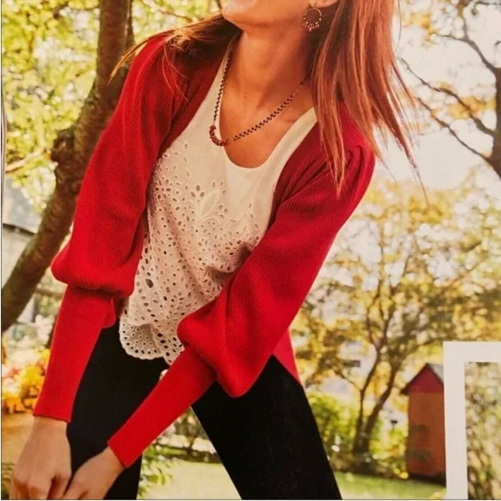 CAbi Cabaret Red Sweater with Tie-Belt - Picture 3 of 3